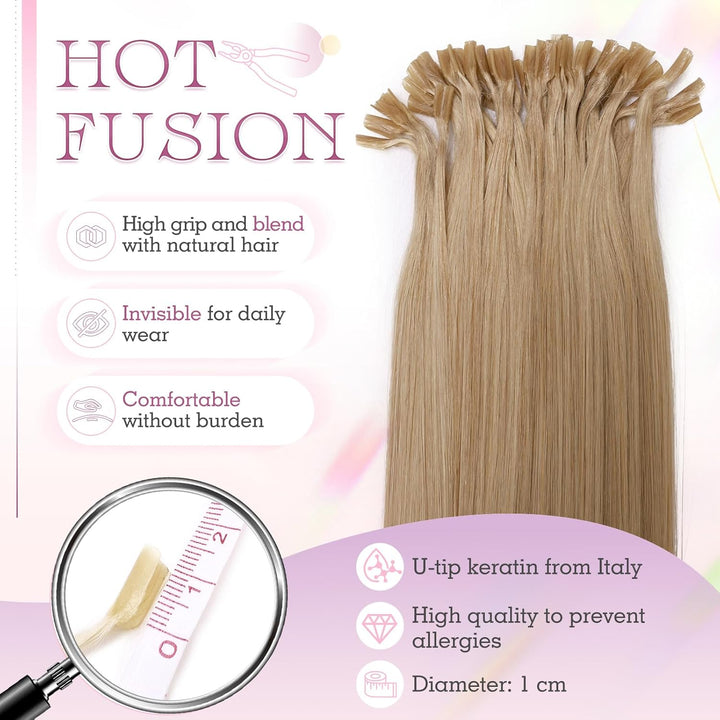Elailite Extensions Echthaar Bondings Haarverlängerung Blond U-tip Keratin Haar Extension Glatt 25 S