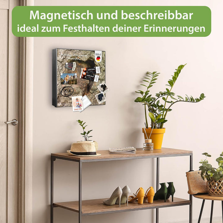 banjado® Grosser Schlüsselkasten Glas/Schlüsselbox 30cm x 30cm mit 50 Haken - Motiv Altes Herz/Schlü