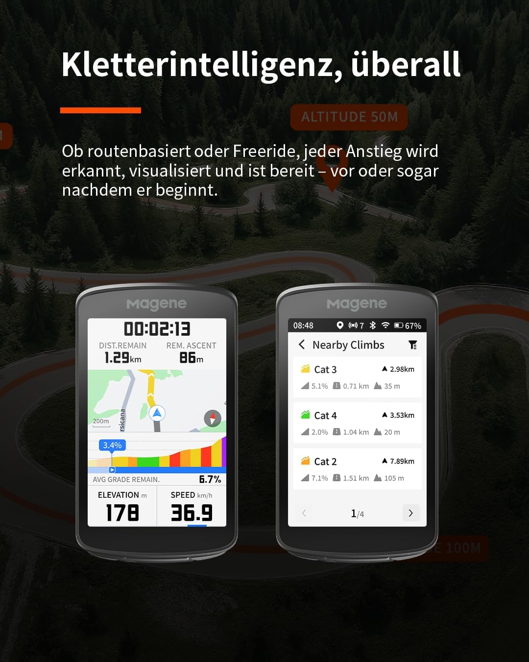 Magene C706 GPS Fahrradcomputer, Kartennavigation, 3,3-Zoll-Farb-Touchscreen, Dualband-Positionierun