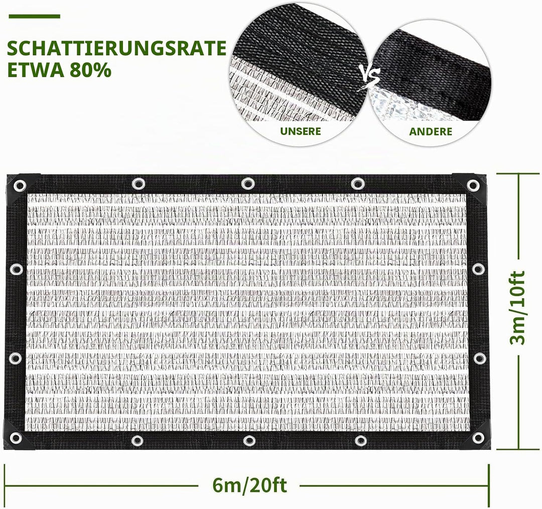 Garten Schattierungsnetz,Auto-Sonnenschutz aus Alunetz,80% Sonnensegel Mit Einfassung Mit Ösen Einfa