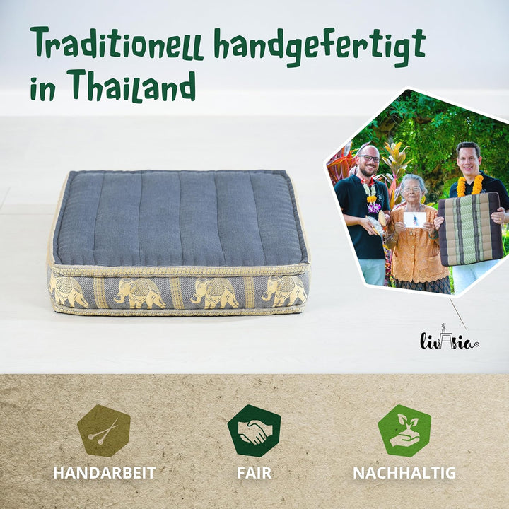 Livasia Sitzkissen Boden Thaiseide, Bodenkissen Indoor/Outdoor, Meditationskissen Yogakissen, Stuhla