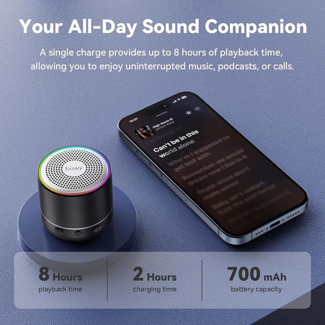 Mini Bluetooth Lautsprecher (83g), Musikbox Bluetooth 5.4 mit RGB Lichter, HD-Sound & starke Bass, T