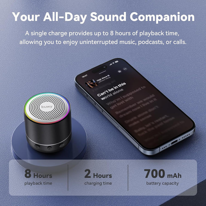 Mini Bluetooth Lautsprecher (83g), Musikbox Bluetooth 5.4 mit RGB Lichter, HD-Sound & starke Bass, T