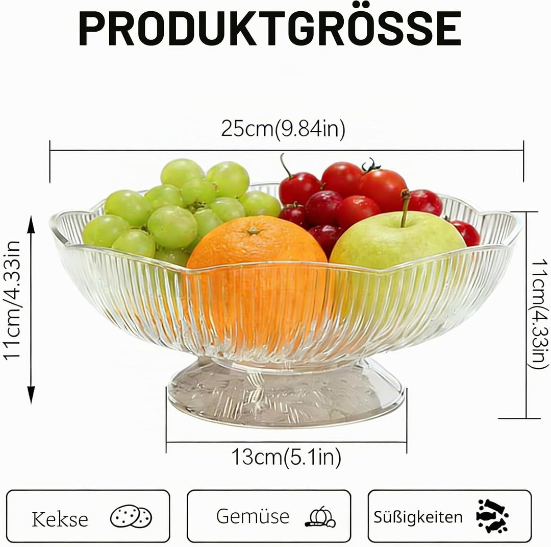2 Stück Süssigkeiten Obstschale modern Dekoschale mit Fuss Obst Gemüse Aufbewahrung Küche Grau, Grau