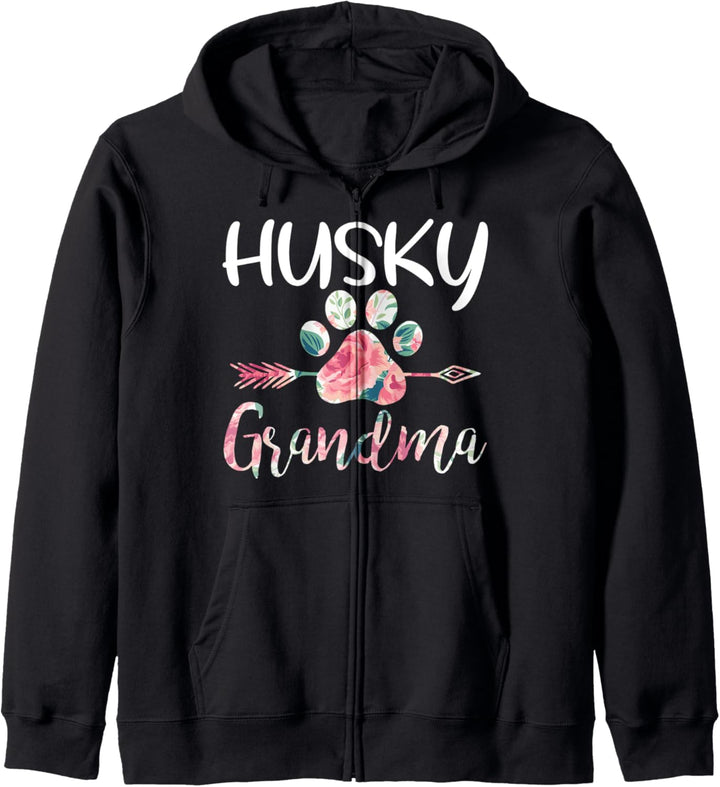 Cute Husky Grandma Siberian Husky Lover Costume Dog Paw Kapuzenjacke