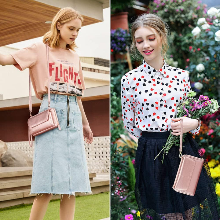 nuoku Geldbörse Damen mit RFID, Kleine Portemonnaie Damen mit Kreditkarten Etuis, Handytasche zum Um