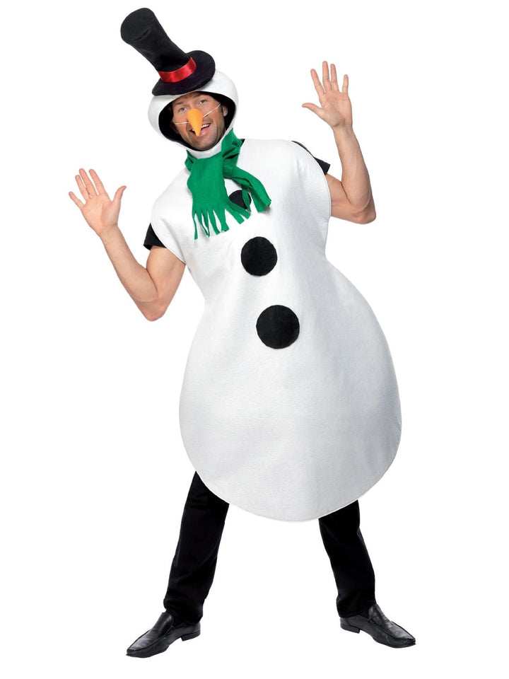 Kostüm Schneemann Weiss mit Überzieher Schal Hut und Karottennase, One Size