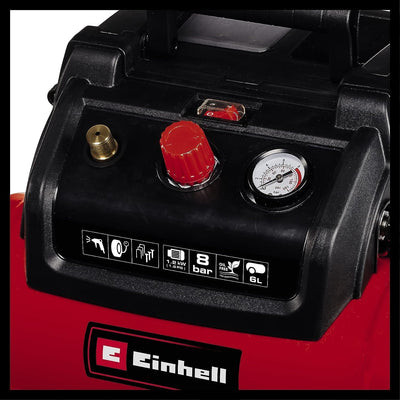 Einhell Kompressor TC-AC 190/6/8 (1,2 kW, max. 8 bar, 190 L/min Ansaugleistung, 6 Liter Tank, ölfrei