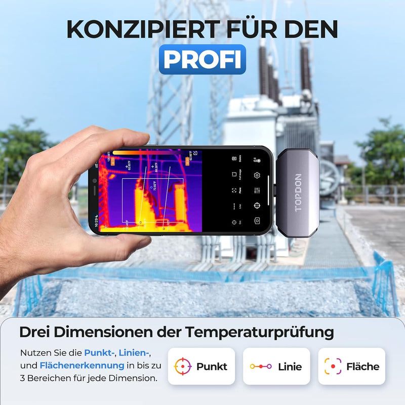 TOPDON TC002 Wärmebildkamera für iOS, 256x192 IR-Auflösung, 40mk Wärmeempfindlichkeit, Verbesserter