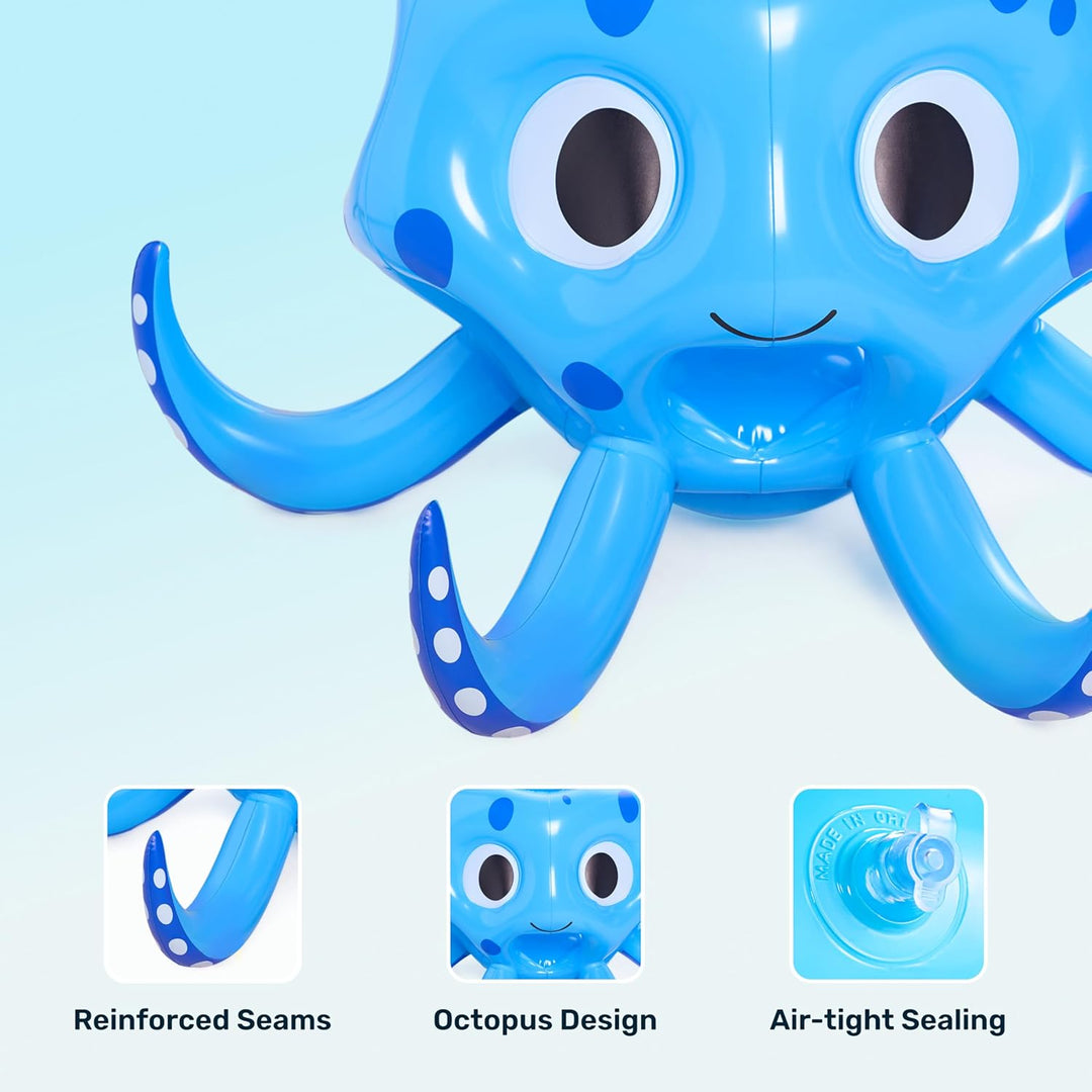 Sloosh Aufblasbare Octopus Pool Spielzeug, 2-in-1 aufblasbare Schwimmer Wasser Spiel, Basketball Hoo