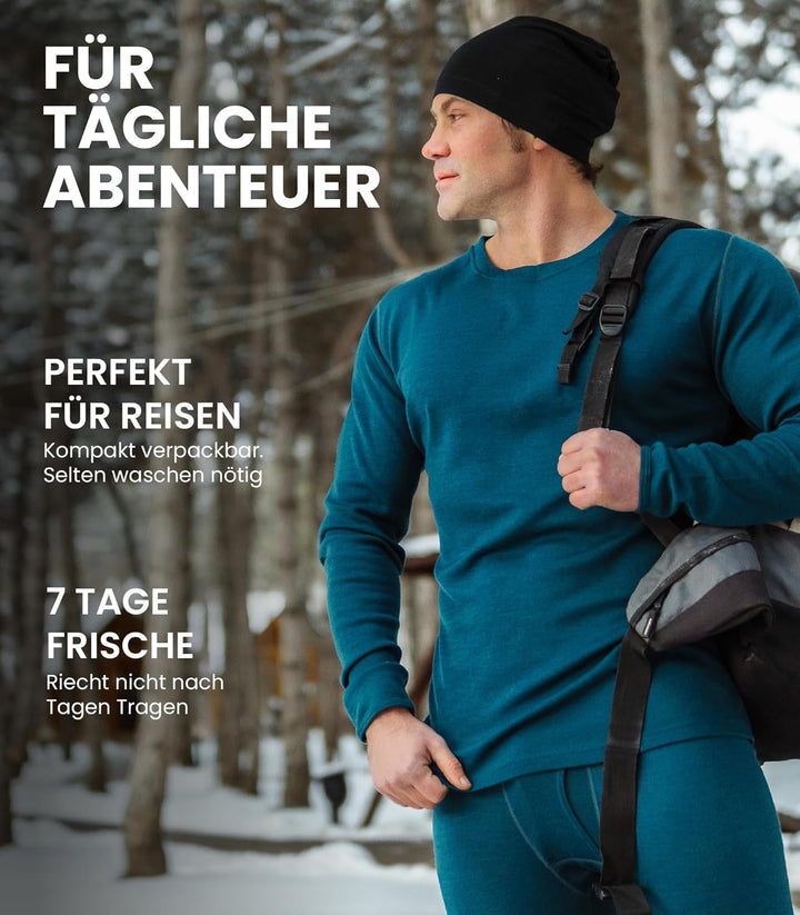 Merino.tech 100% Merino Unterwäsche Herren Set - Leicht, Mittelgewicht, Thermounterwäsche Merinowoll