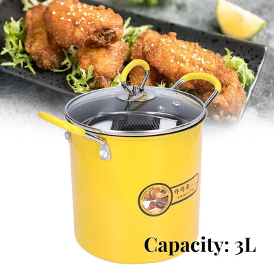 Topyond 3 L Frittiertopf Friteuse aus Edelstahl, Mini Fritteuse Mit Öl, Tiefe Ölfritteuse Im Japanis