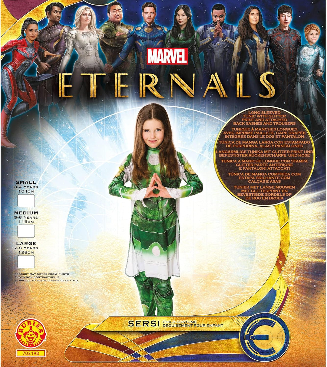 Rubie's offizielles Disney Marvel Eternals Sersi Deluxe Kinderkostüm, Grösse gross Alter 7-8, Weltta