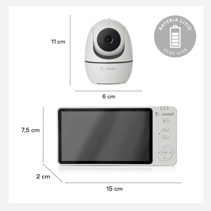Jané Eye Pro Baby-Monitor, Babyphone mit rotierender Kamera, motorisierter Neigung, 12,7-cm-Bildschi