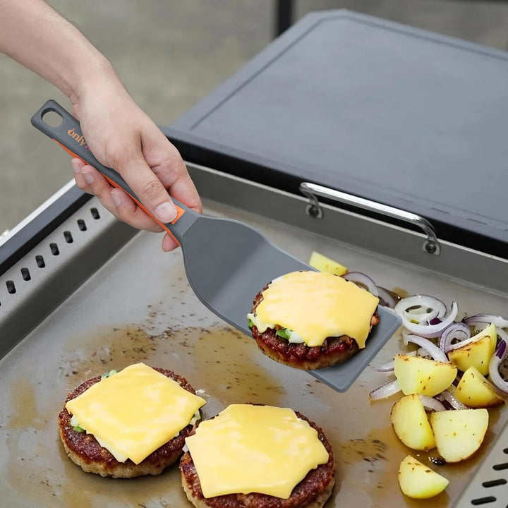 Onlyfire 4 Grillbesteck Set, Plancha Spachtel Set Enthält 2 Grillspachtel, Grillschaufel und Grillza