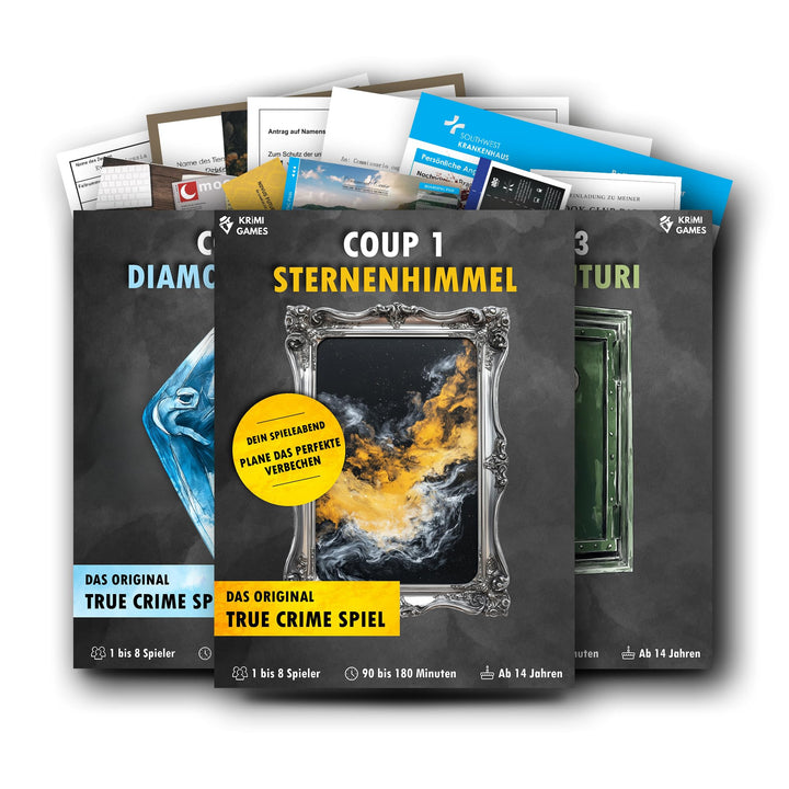 Coup Spiele – Reales Verbrecher-Spiel für zu Hause – Krimi-Spiele für Erwachsene – 3 spannende Coups