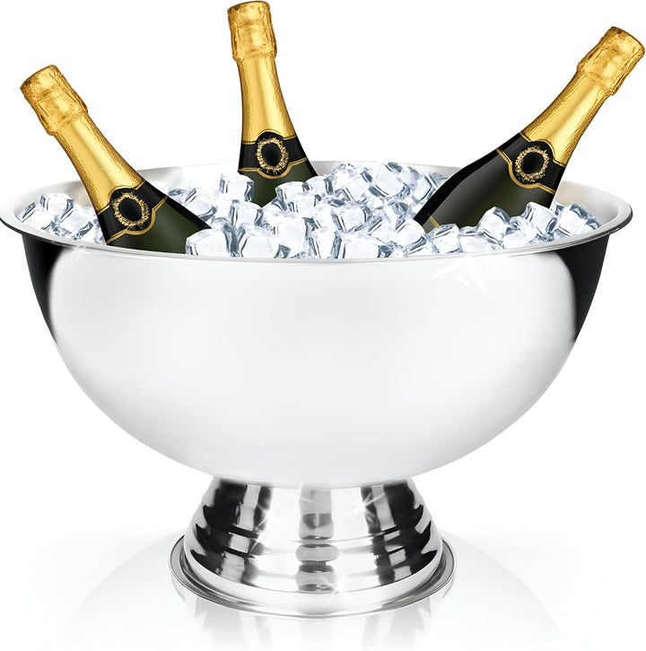 Sektkühler Edelstahl 40 cm Silber – Champagnerschale Getränkewanne Flaschenkühler Weinkühler – Kühle