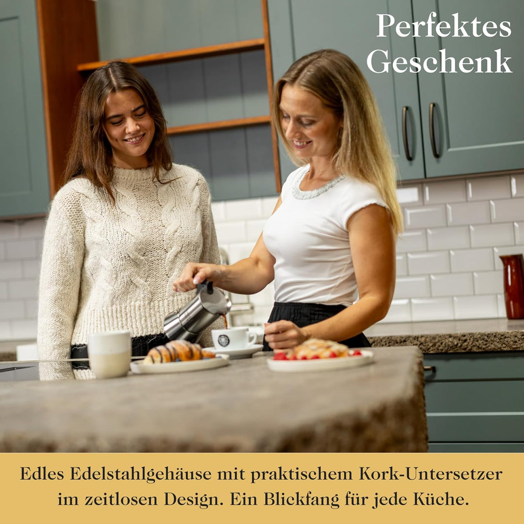 Barista Royal Espressokocher für 4 Tassen [200 ml] aus rostfreiem Edelstahl - Mokkakanne, Espressoka
