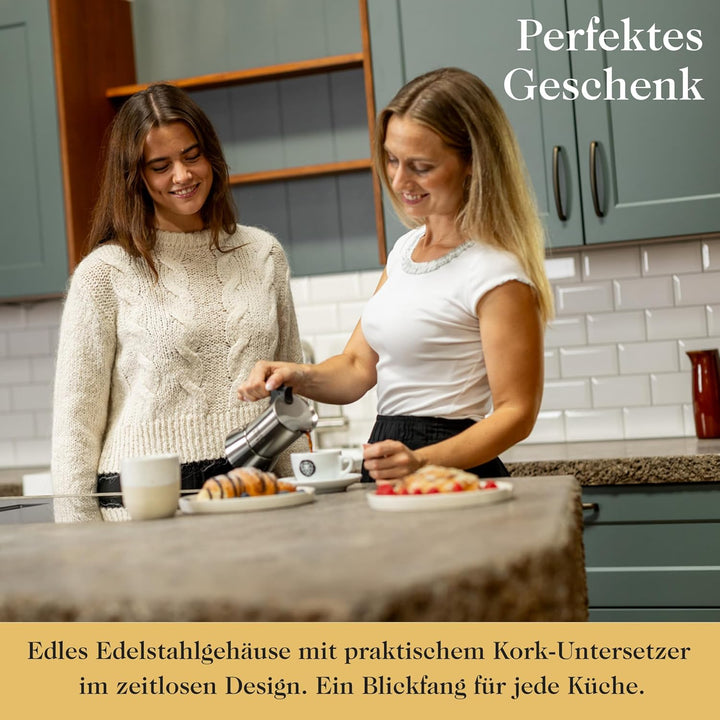Barista Royal Espressokocher für 4 Tassen [200 ml] aus rostfreiem Edelstahl - Mokkakanne, Espressoka