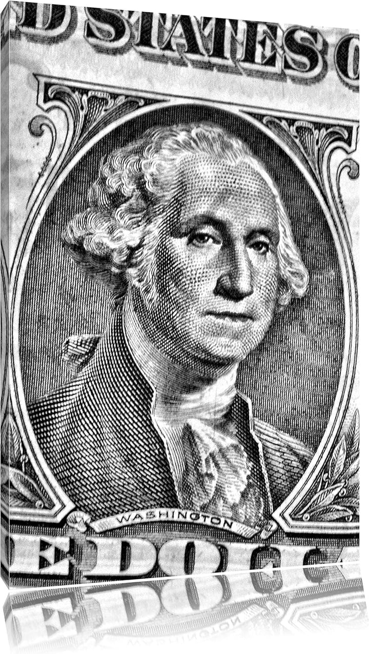Pixxprint Monocrome, Geldschein Dollar, Format: 100x70 auf Leinwand, 100x70