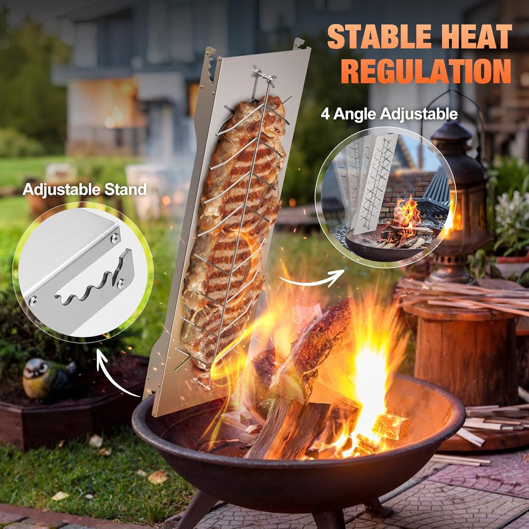 onlyfire Flammlachsbrett Edelstahl, Extra Breit 19cm Flammlachshalter, Lachsbretter zum Grillen Feue