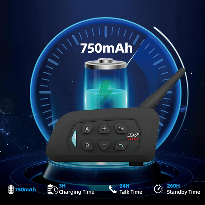 EJEAS V4C Plus Fussball Schiedsrichter Bluetooth Intercom Headset mit FM-Radio und CVC-Rauschunterdr