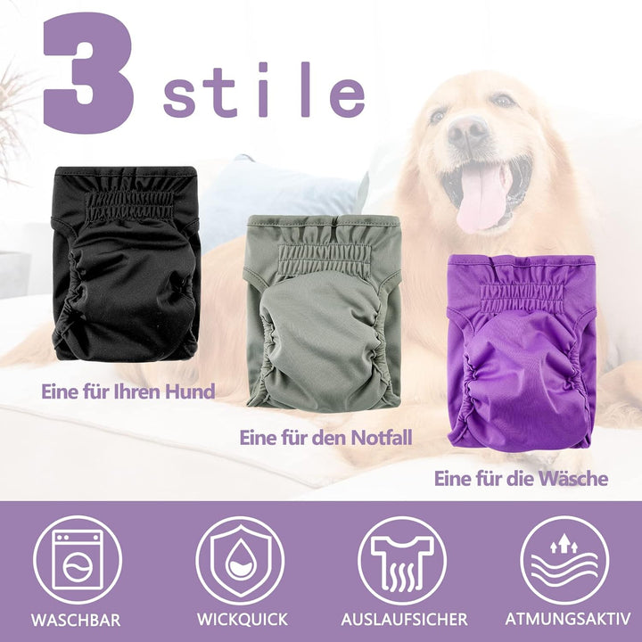 Demigreat Läufigkeitshose für Hündinnen 3 Stück S, Hochsaugfähige und Damenbinden Hundewindeln für H