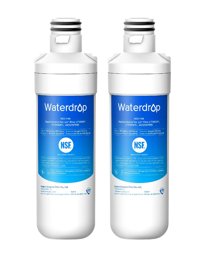 Waterdrop WD-F46 Kühlschrank Wasserfilter, kompatibel mit LG® LT1000P®, ADQ74793501, ADQ74793502, 46