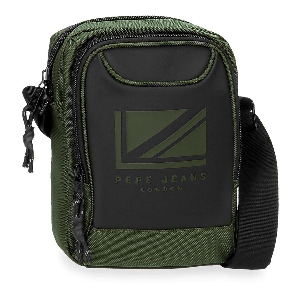 Pepe Jeans Bromley LDN Umhängetasche, mittelgross, Grün, 17 x 22 x 8 cm, Polyester mit Details aus K