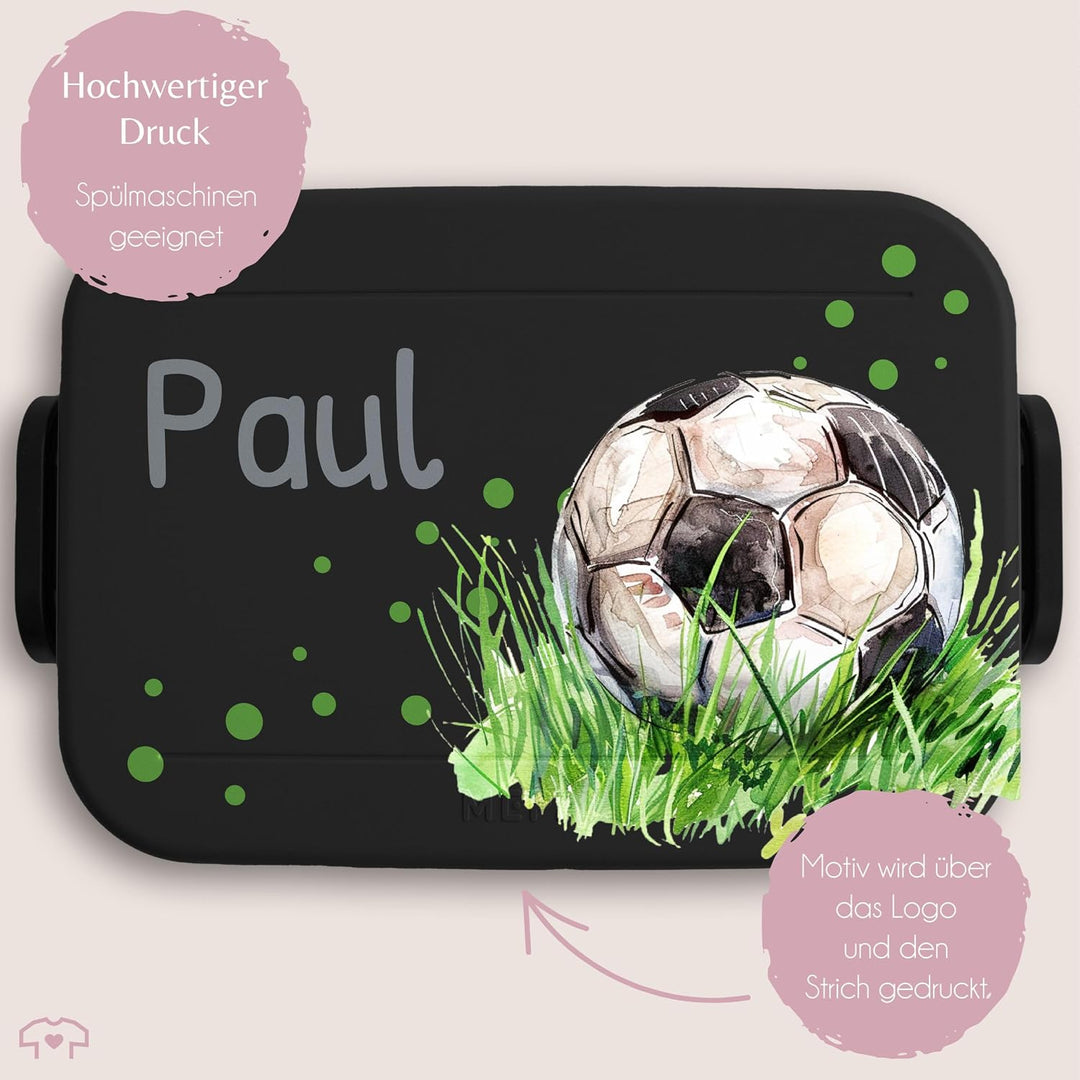 Kinder Bento Box Midi Mepal Bentobox - Personalisierbare Brotdose für Jungs mit Fussball Motiv | Lun