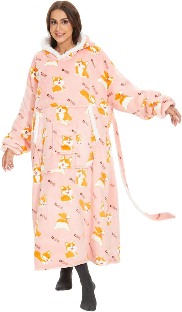 Oversized Hoodie Decke Damen，Verlängern Decken Hoodie,Extra Dick und Warm Deckenpullover，Blanket Hoo