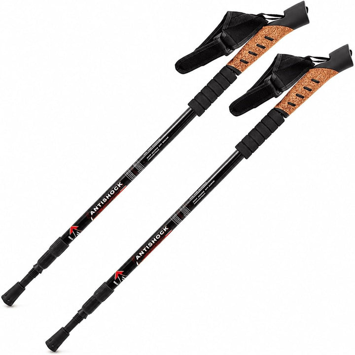 MidGard Nordic Walking Stöcke Teleskop Antischock Wanderstöcke aus Aluminiumlegierung mit Korkgriff