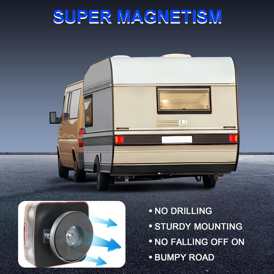 AOHEWEI Magnetische LED Anhänger Rückleuchten Set 12V Verkabelt Bremsleuchte für LKW Anhängerbeleuch