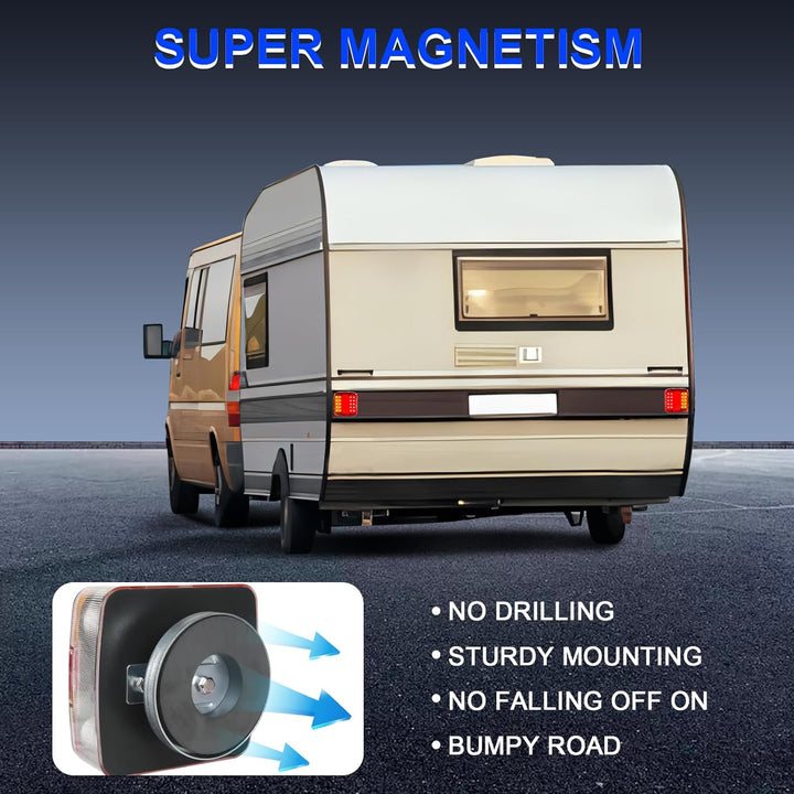 AOHEWEI Magnetische LED Anhänger Rückleuchten Set 12V Verkabelt Bremsleuchte für LKW Anhängerbeleuch