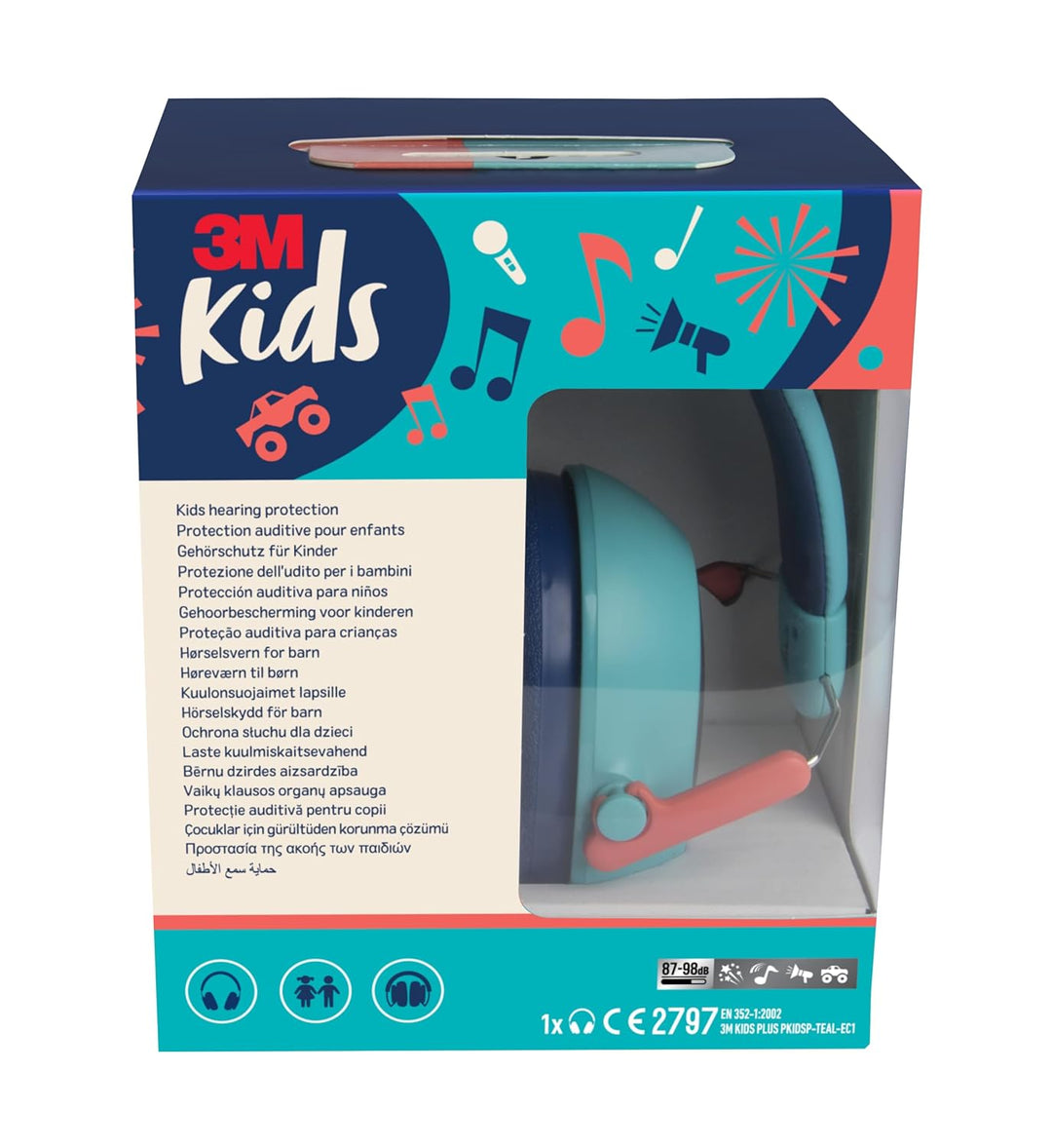 3M Gehörschutz für Kinder PKIDSP-TEAL-E, Ohrenschützer zum Schutz bei lauter Umgebung (87-98 dB), Lä