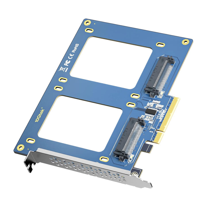 10Gtek PCIe 3.0 to (2) U.2 SFF-8639 Adapter, X8, for 2.5’’ U.2 NVMe SSD or 2.5" SATA SSD PCIe X8 to