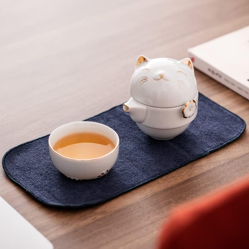 RORA Reise-Tee-Set mit tragbarer Tasche, Kung Fu Handgemachte Keramik-Teekanne, All-in-One-Teekanne,