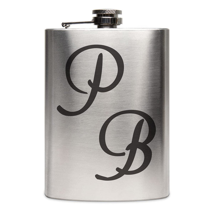 Edelstahl Flachmann 237 ml silber inkl. individuelle Gravur in Schwarz von Paule Black - personalisi
