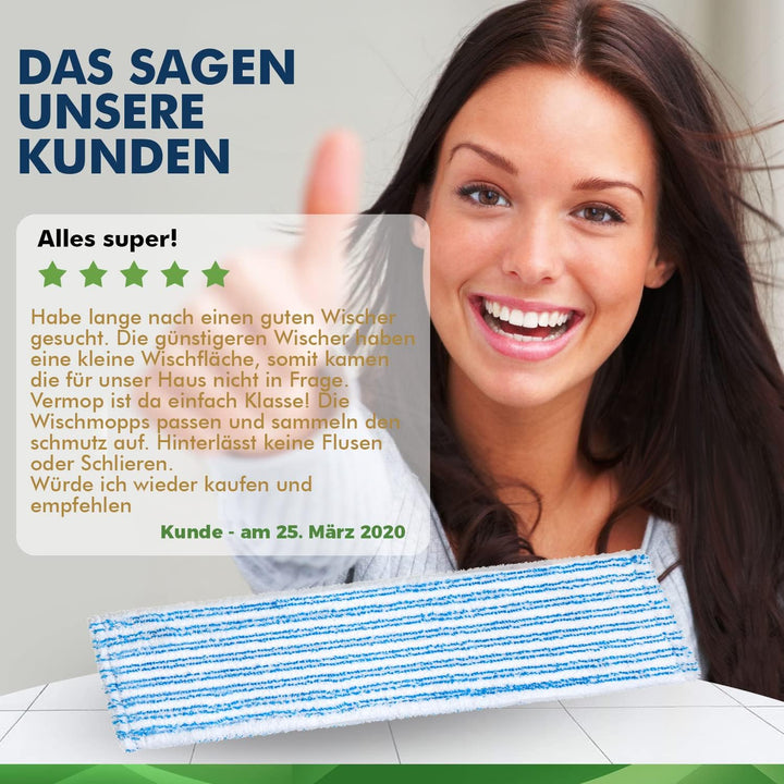 Okaei 10 Stück Wischmopp Bezug (40 cm) - Premium Bodenwischer-Wischbezug aus 100% Microfaser - Bezug