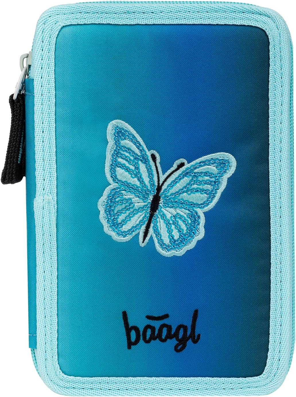 Baagl 3 Fach Federmäppchen Schulmäppchen Schreibwaren Mädchen - Butterfly | Schulsachen Federtasche