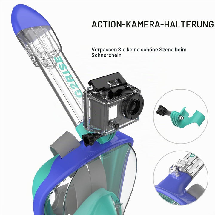 G2RISE® Schnorchelmaske, Tauchmaske, Faltbare CO2-sichere Schnorchel Vollmaske mit Kameraposition fü