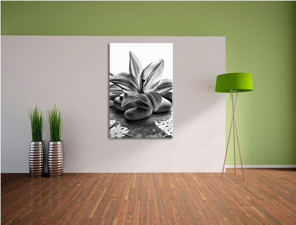 Pixxprint Blaue Lilie und Tulpe als Leinwandbild/Grösse: 100x70 / Wandbild/Kunstdruck/fertig bespann