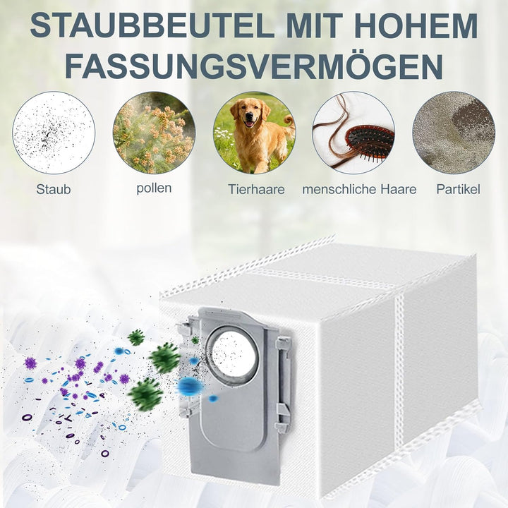 Zubehör für roborock Q7 L5+, Q7 M5+ Staubsauger, 2 Hauptbürste, 6 Wischtücher, 6 Filter, 6 Seitenbür