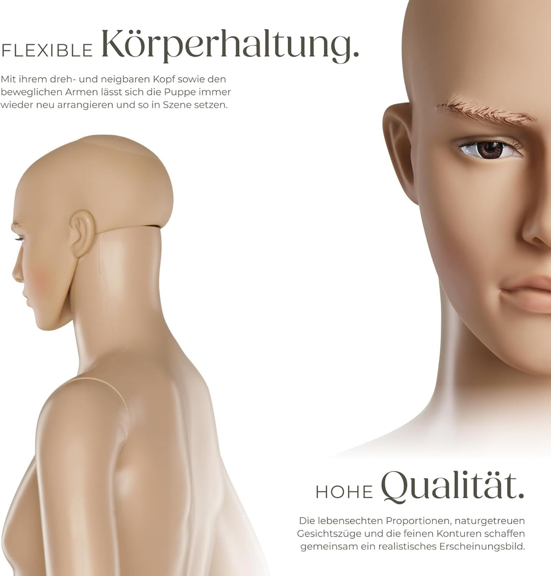 TecTake Schaufensterpuppe Zerlegbare Puppe | drehbar und beweglich | Glasplatte mit Wadendorn - Vers