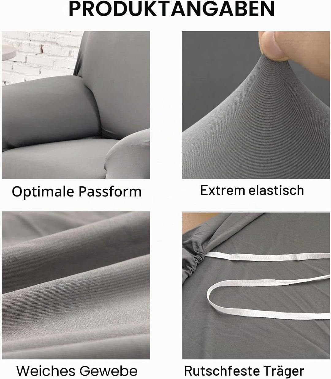 Jaotto Sofabezug 3 Sitzer Elastischer Stretch Spandex Sofa Überwürfe Sofahusse Antirutsch Waschbar S