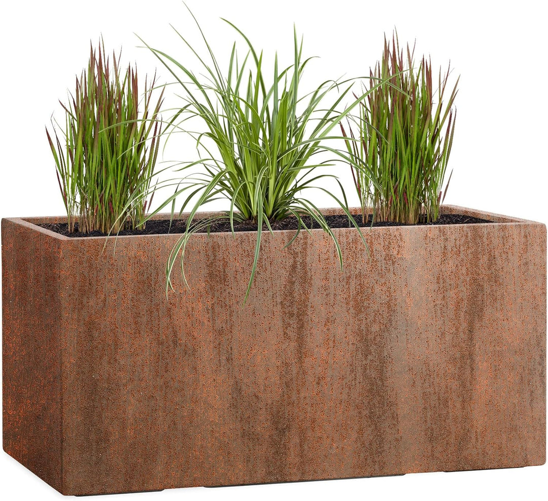 Pflanzwerk® Pflanzkübel Fiberglas TUB Rost Braun 45x100x45cm XXL *Frostbeständig* *UV-Schutz* *Quali