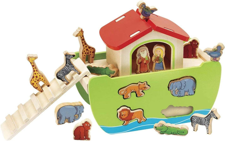 Eichhorn 100002084 - Steckspiel Arche Noah mit 16 Steckfiguren, abnehmbare Dach- und Rumpfteile, 14x