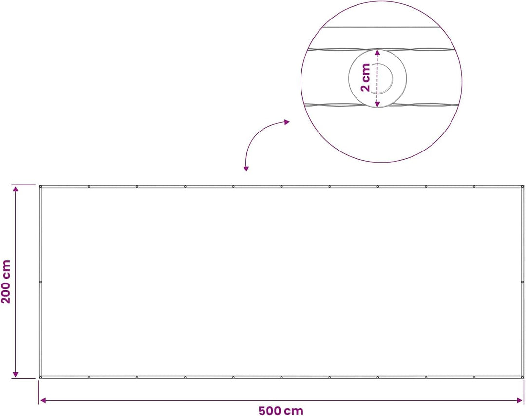 vidaXL Balkon Sichtschutz 200 x 500 cm Stoff mit PU-Beschichtung, Balkon Sichtschutz, Outdoor Privat