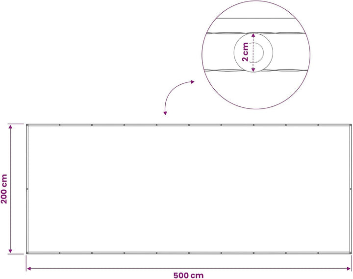 vidaXL Balkon Sichtschutz 200 x 500 cm Stoff mit PU-Beschichtung, Balkon Sichtschutz, Outdoor Privat