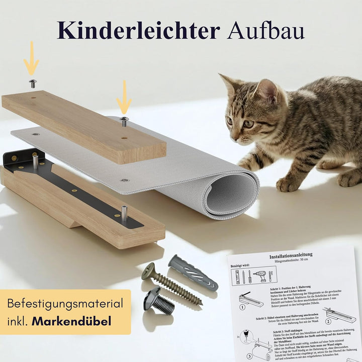 LUXOR Kletterwand Katzen Hängematte inkl. 2X Katzentreppe Wand & Befestigungsmaterial - Stabilität u
